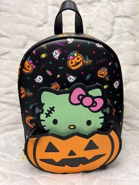 Hello Kitty Black Halloween Backpack with pumpkins & ghosties